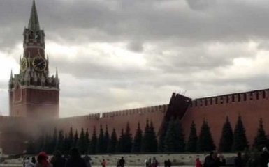 Предупреждение Путину: сеть рассмешило видео разрушения стены Кремля