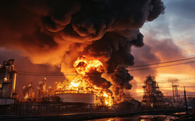 Пожар на нефтебазах