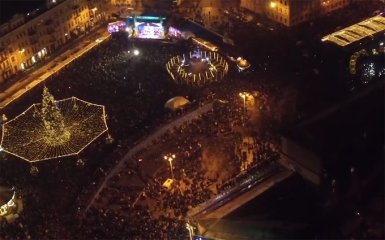 Появилось яркое видео новогоднего Киева с высоты птичьего полета