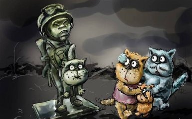 З'явилася нова карикатура на кримського "зеленого чоловічка" з котом