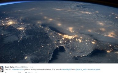 Появилось фото снежной бури в США из космоса