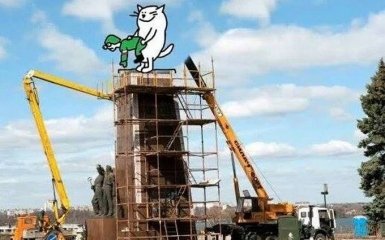 Путинского кота и Ленина в Запорожье объединили в одной карикатуре